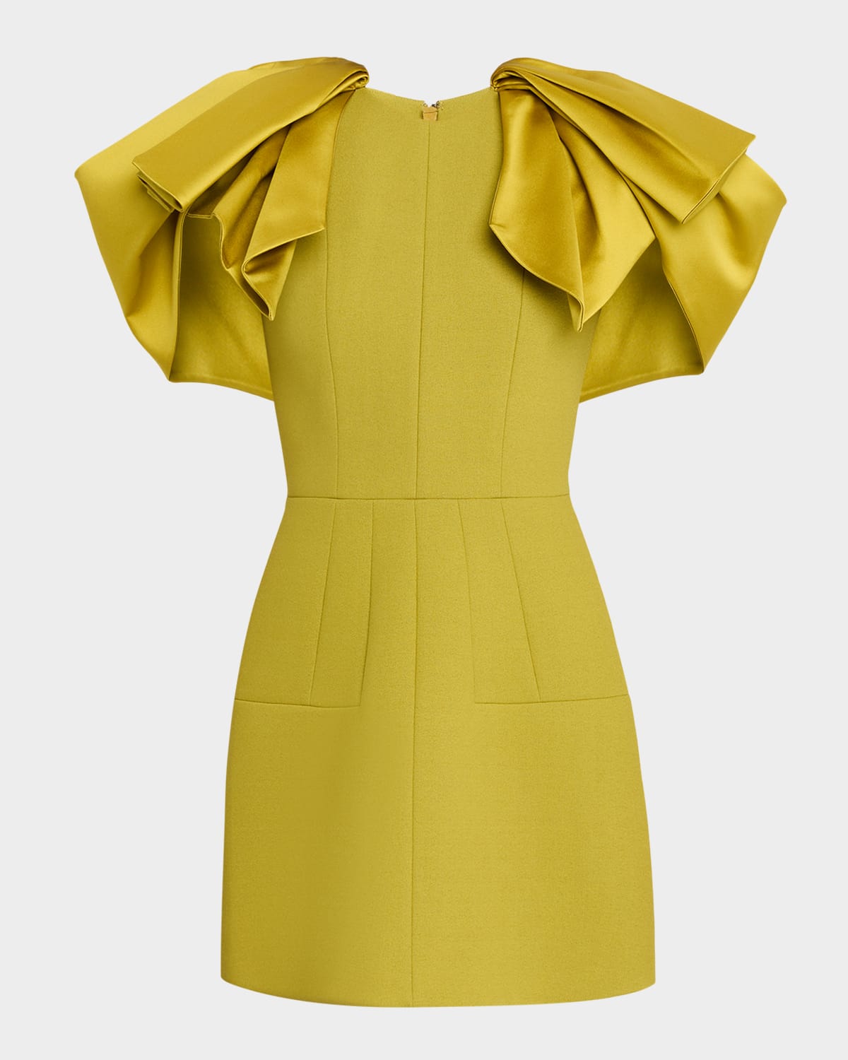 Dice Kayek Satin Bow-sleeve Mini Crepe Dress In Green