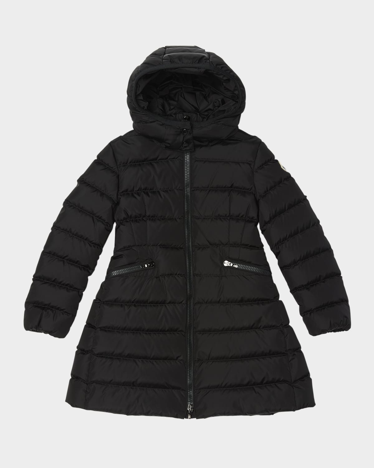 Moncler Kids' Girl's Charpal Hooded Long Down Coat In Black