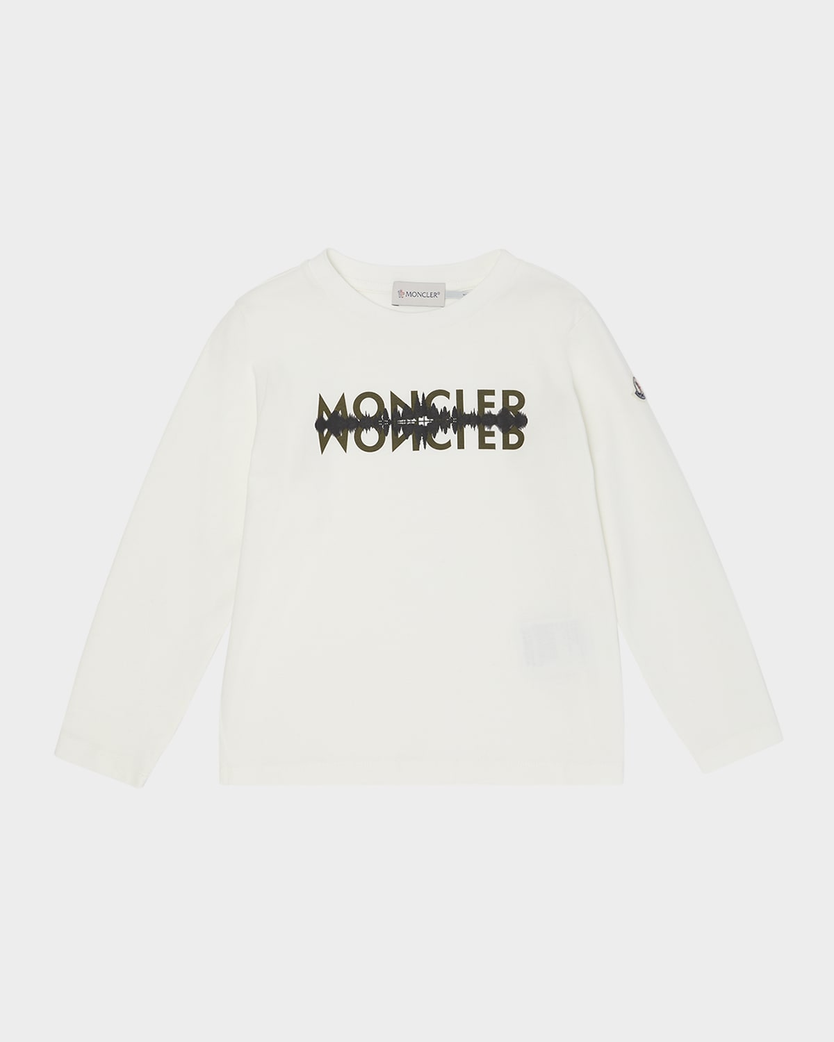 Moncler Boy's Logo Graphic-print Long-sleeve T-shirt In White