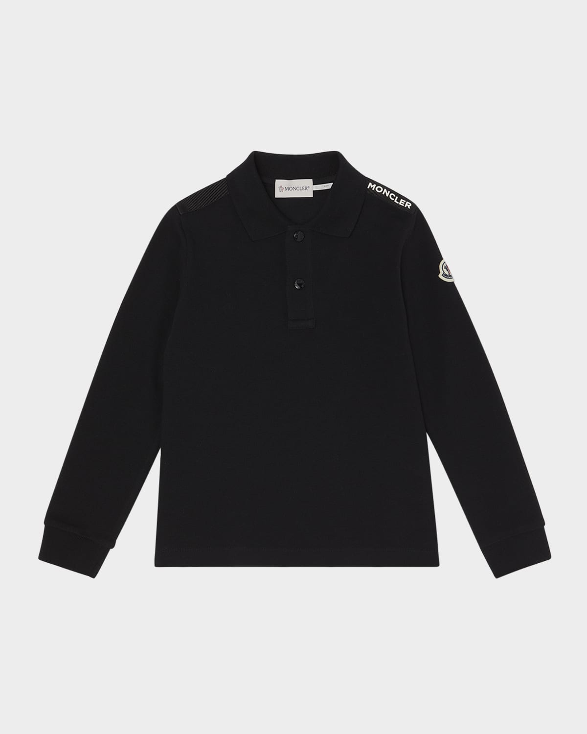 Moncler Black Polo Shirt For Boy With Logo In Black
