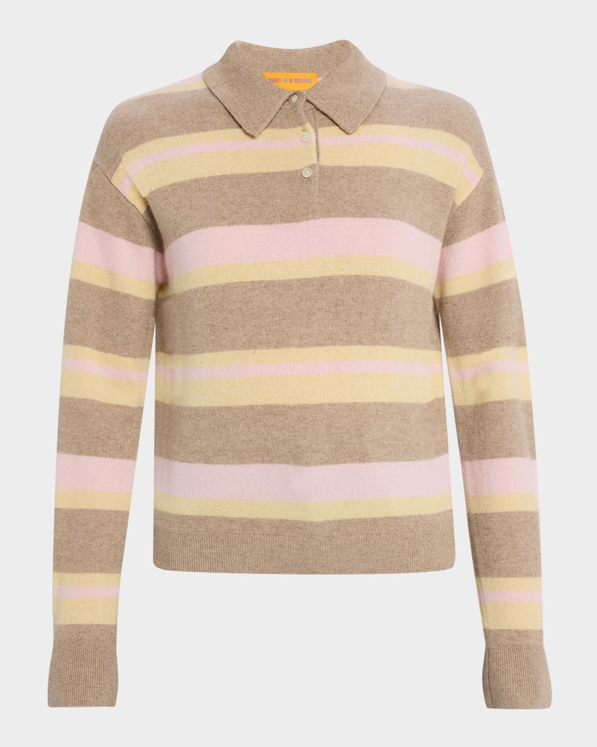 Guest In Residence Collegiate Striped Cashmere Polo In Brown