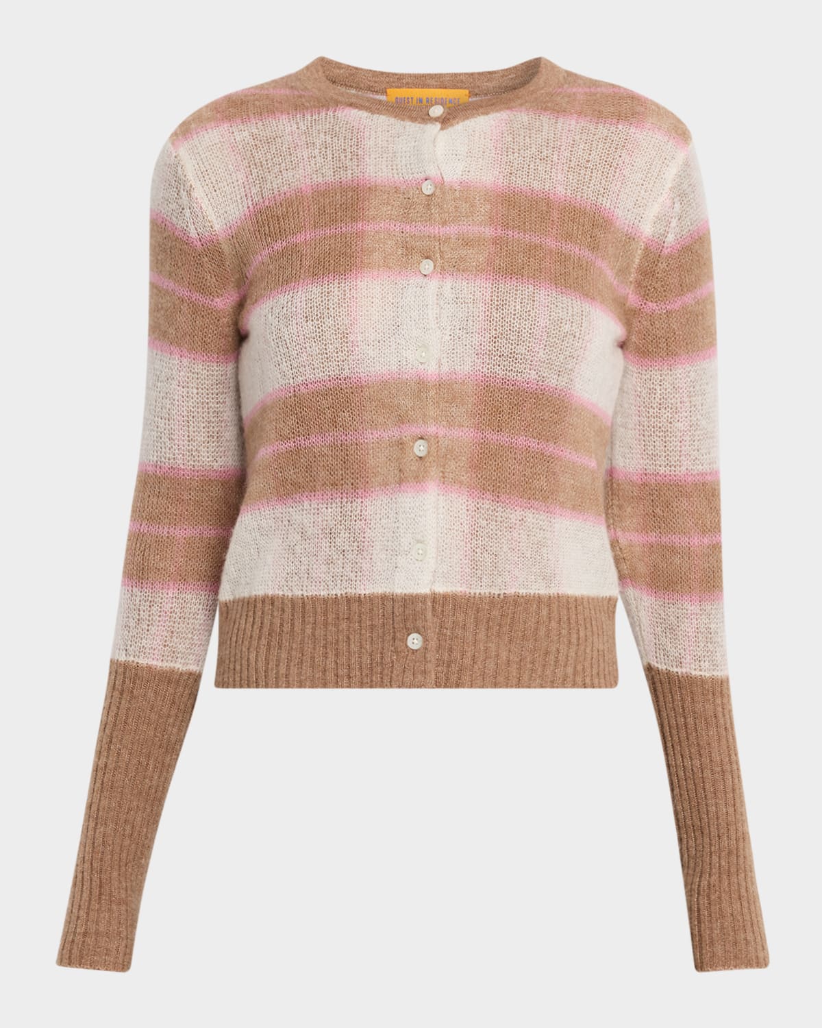 Guest In Residence Shadow Plaid Cashmere Cardigan In Multi