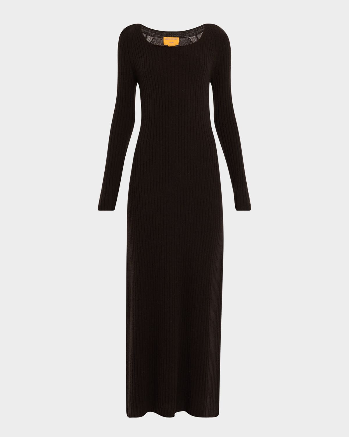 Guest In Residence Wide Rib Cashmere Maxi Dress In Black