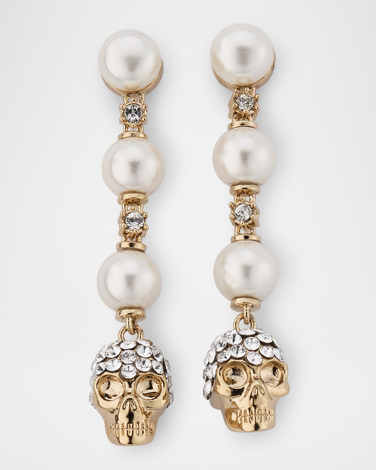 Pearly Skull Drop Earrings
