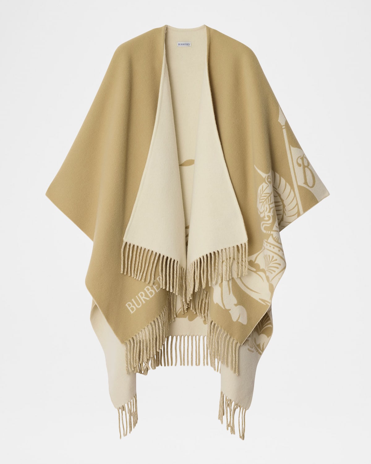 Burberry Ekd Wool Cashmere Cape In Neutral