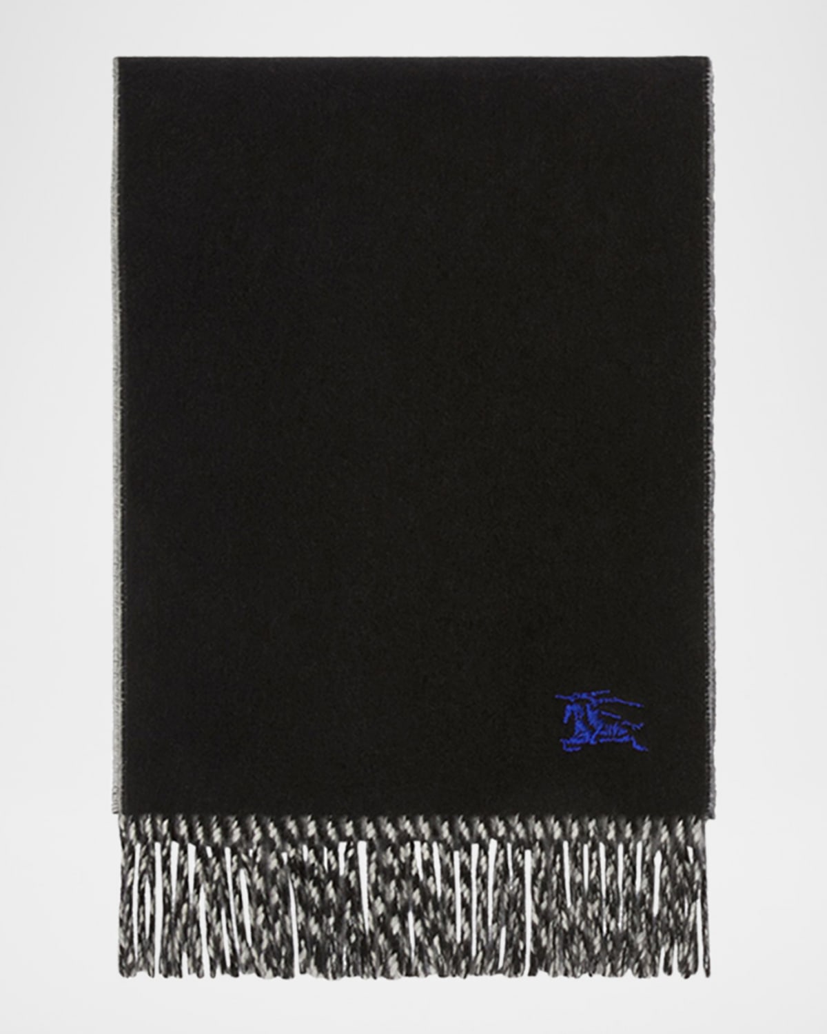 Burberry Cashmere Embroidered Ekd Scarf In Black