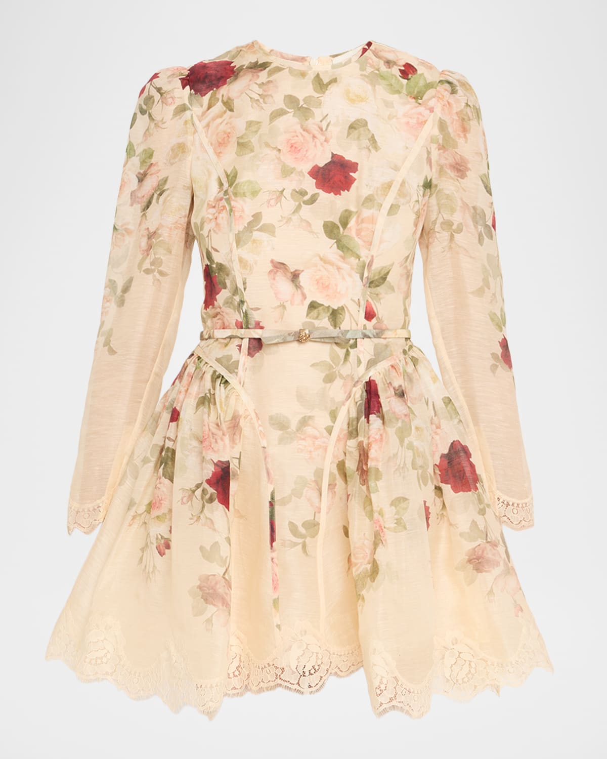 Zimmermann Womens Cream Cascade Hypnotic Lace Linen And Silk Mini Dress In Multi
