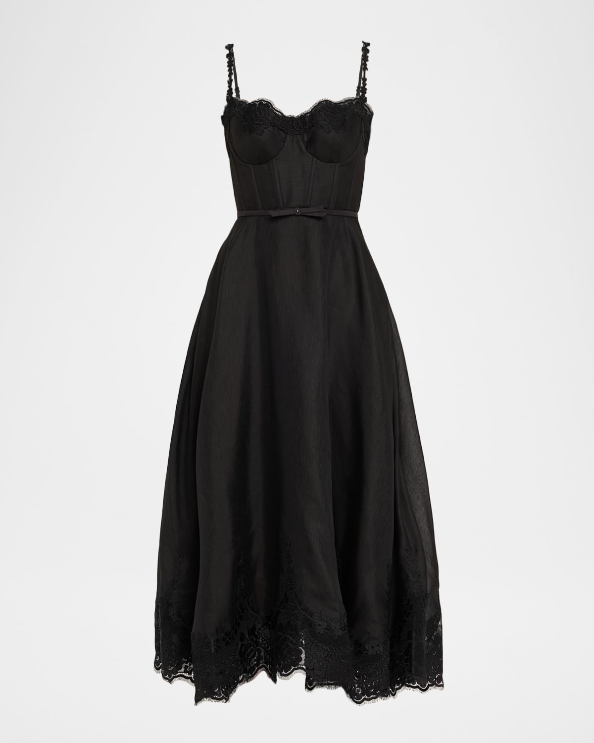 Zimmermann Lace-trim Corset Picnic Dress In Black