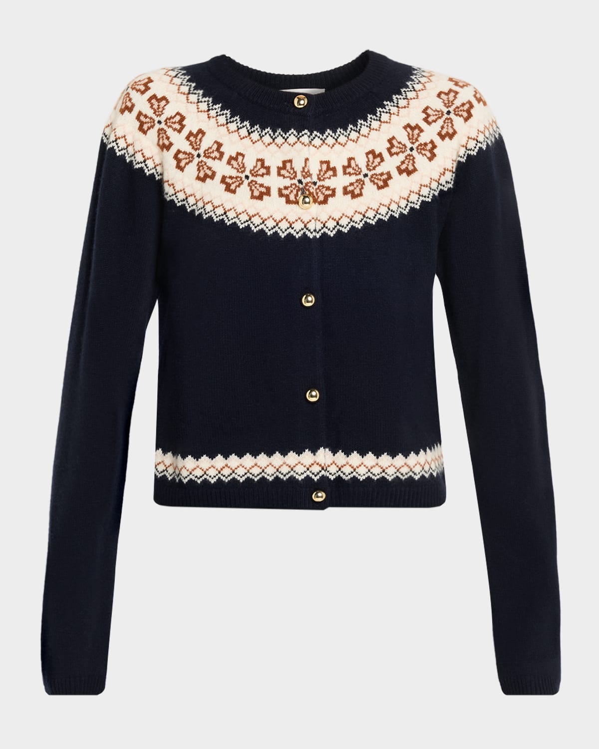 Frame The Cashmere Fair Isle Cardi Navy In Blue