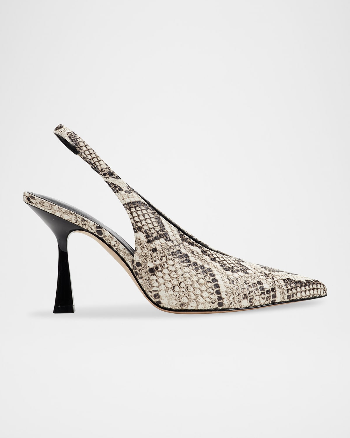 Marc Fisher Ltd Esther Snake-printed Leather Slingback Pumps In White