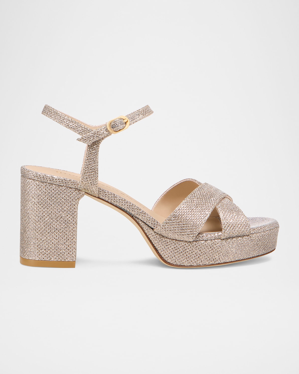 Stuart Weitzman Dayna Metallic Crisscross Platform Sandals