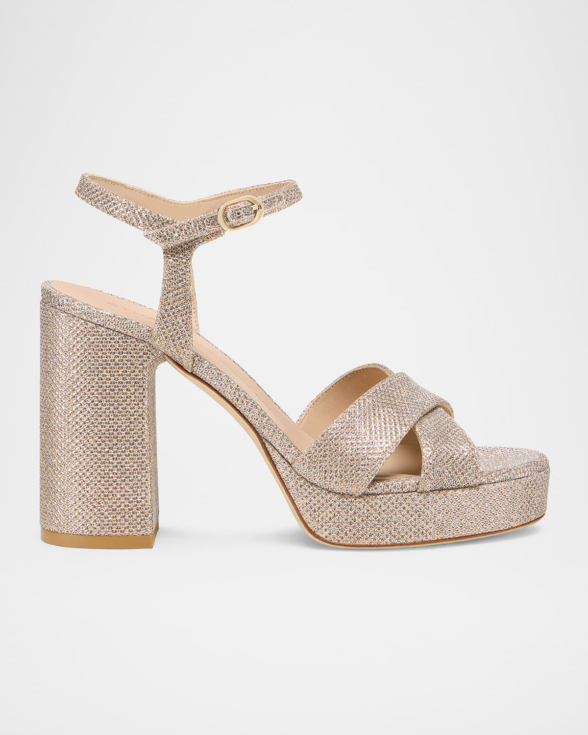 Stuart Weitzman Dayna Metallic Crisscross Platform Sandals