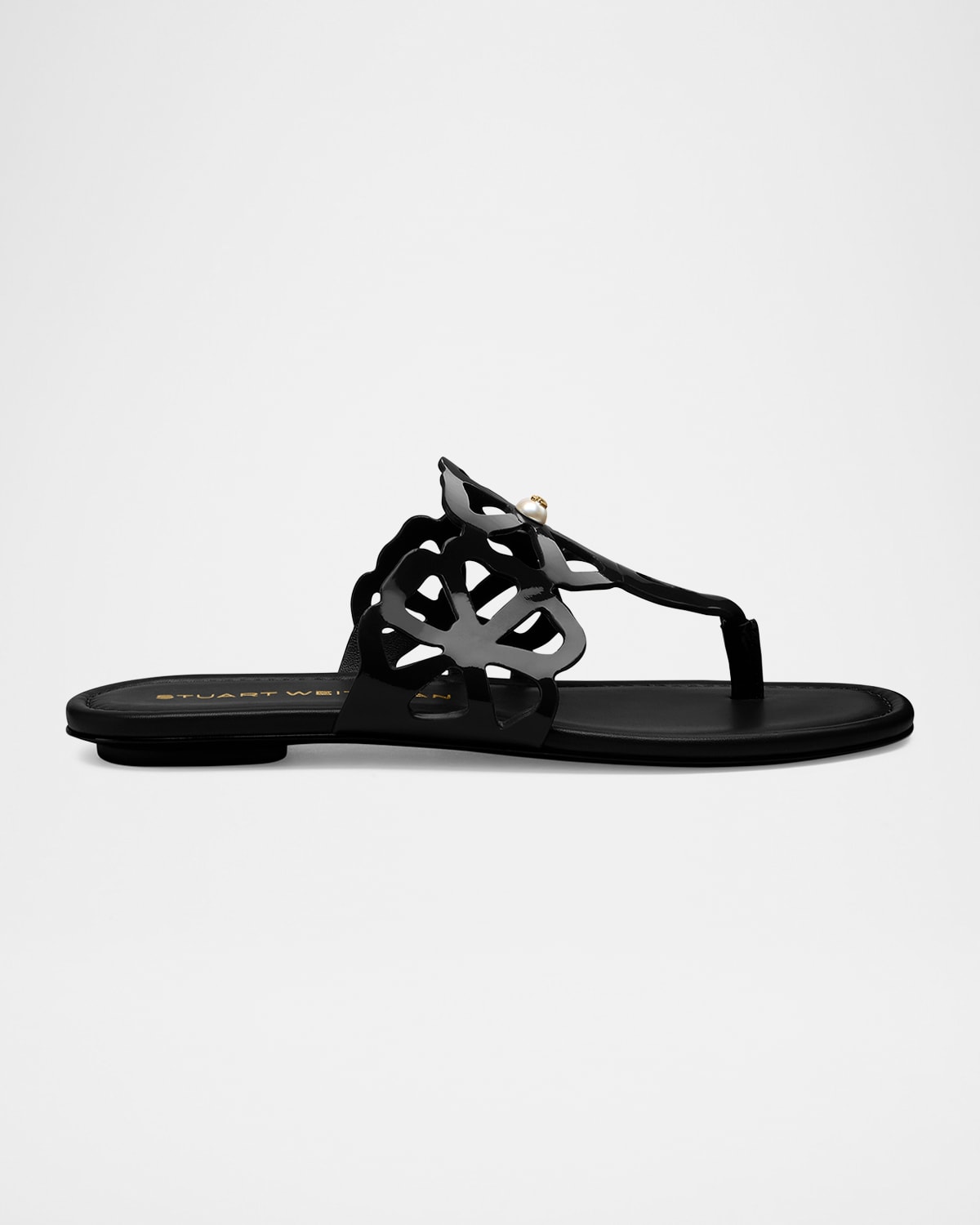 Stuart Weitzman Jasmine Leather Cutout Thong Sandals