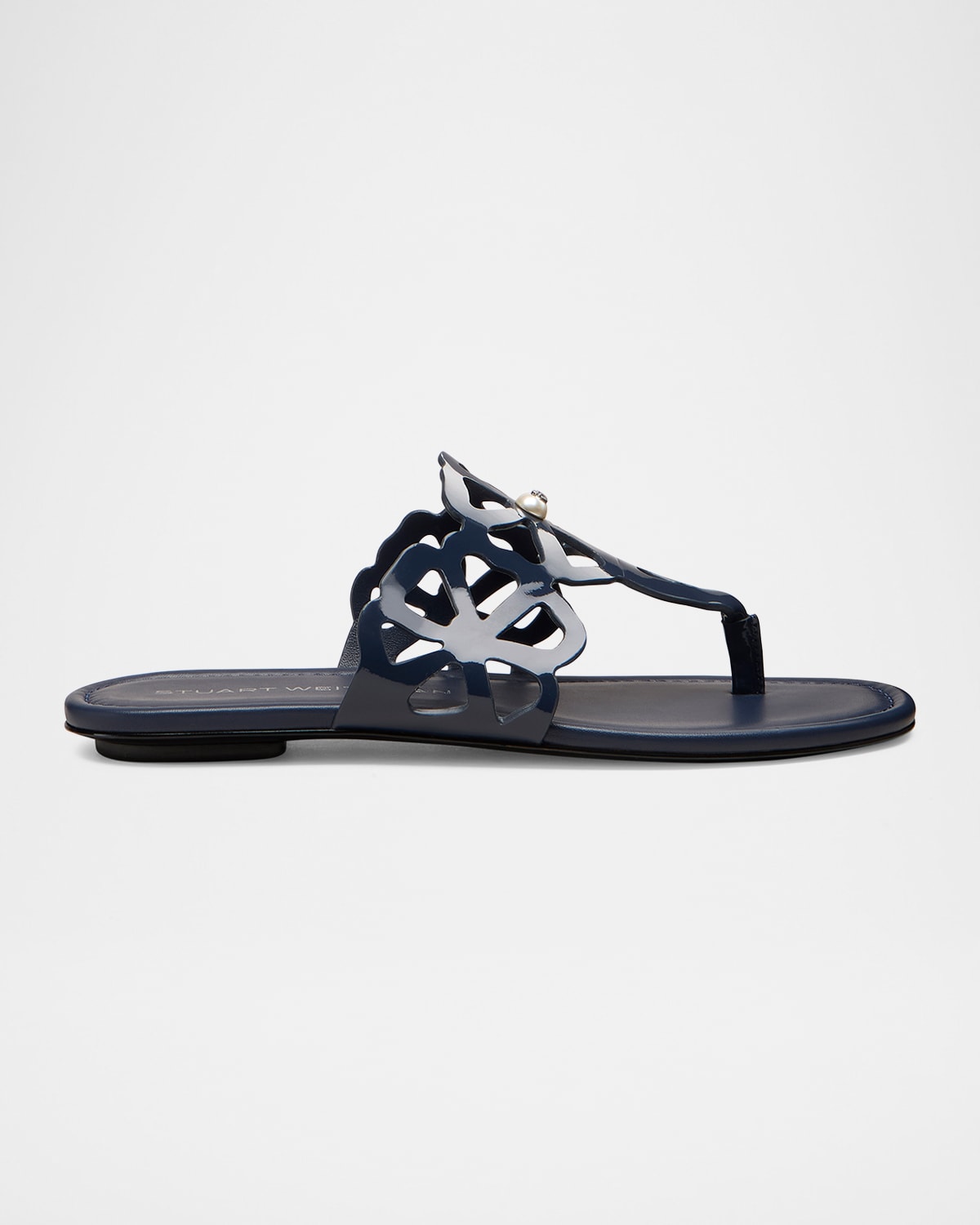 Stuart Weitzman Jasmine Patent Cutout Thong Sandals