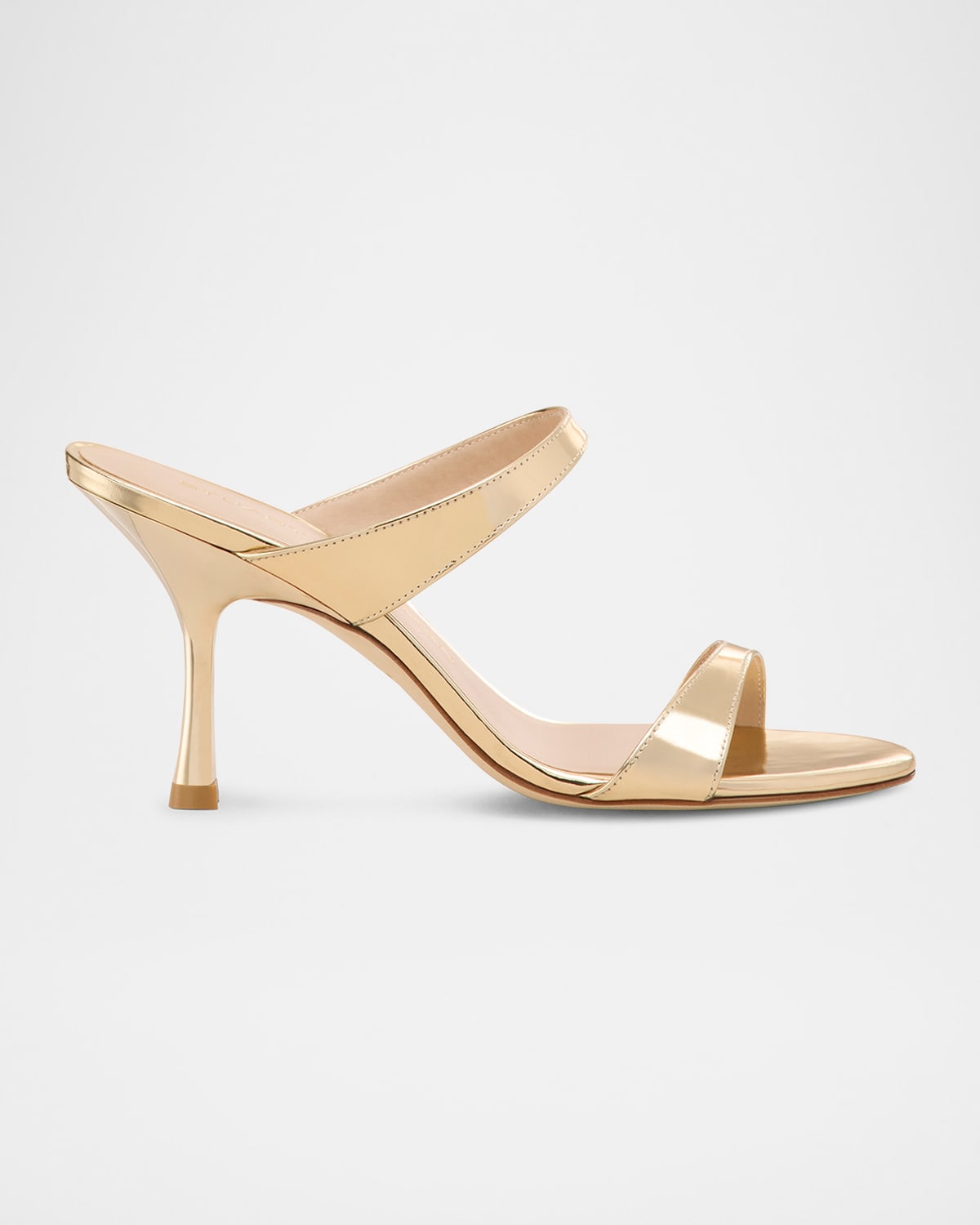 STUART WEITZMAN NUDIST METALLIC LEATHER SLIDE SANDALS 