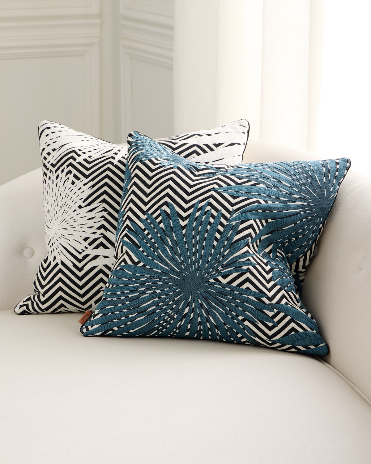 Missoni Ombre Embroidered Cushion, 20" Square In Blue