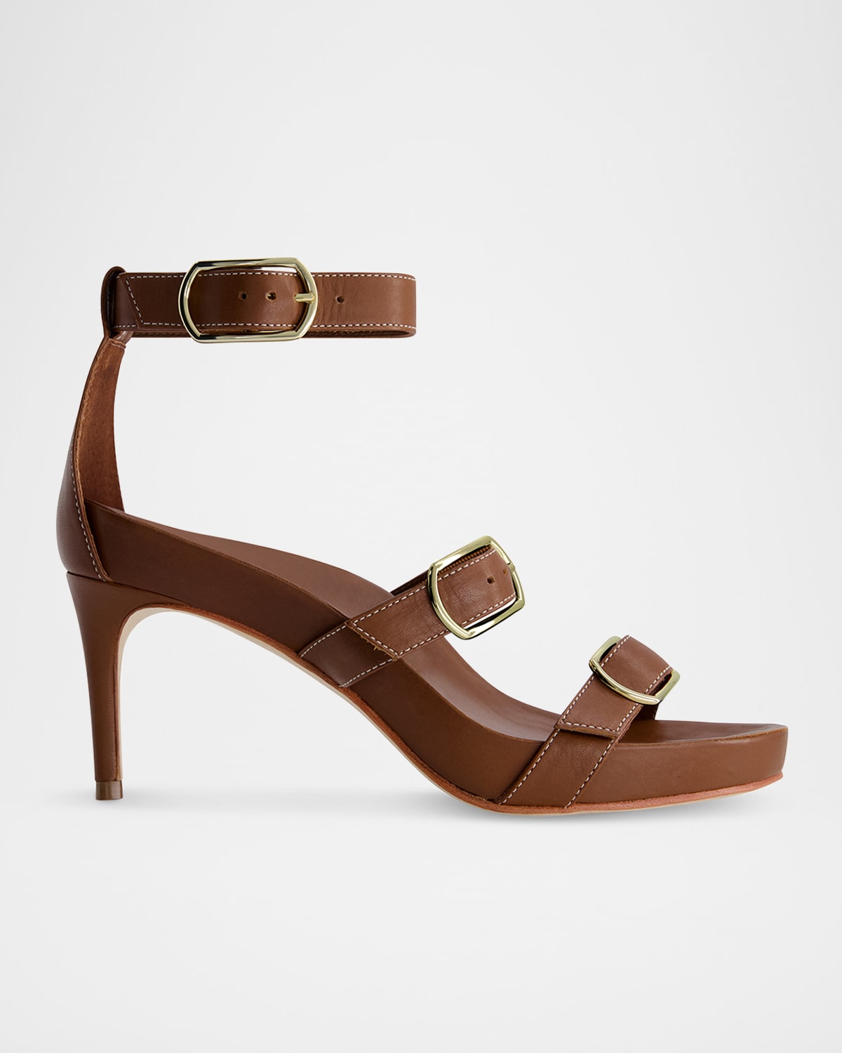 Castel Leather Triple Buckle Stiletto Sandals