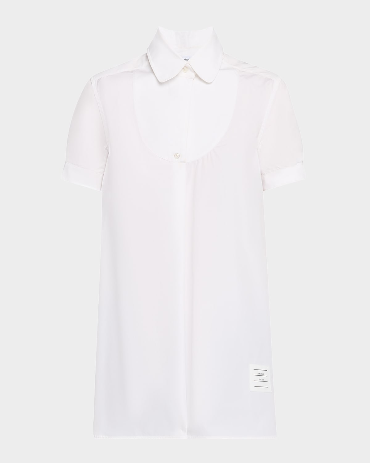 Bib-Front Tunic Shirt in Solid Poplin