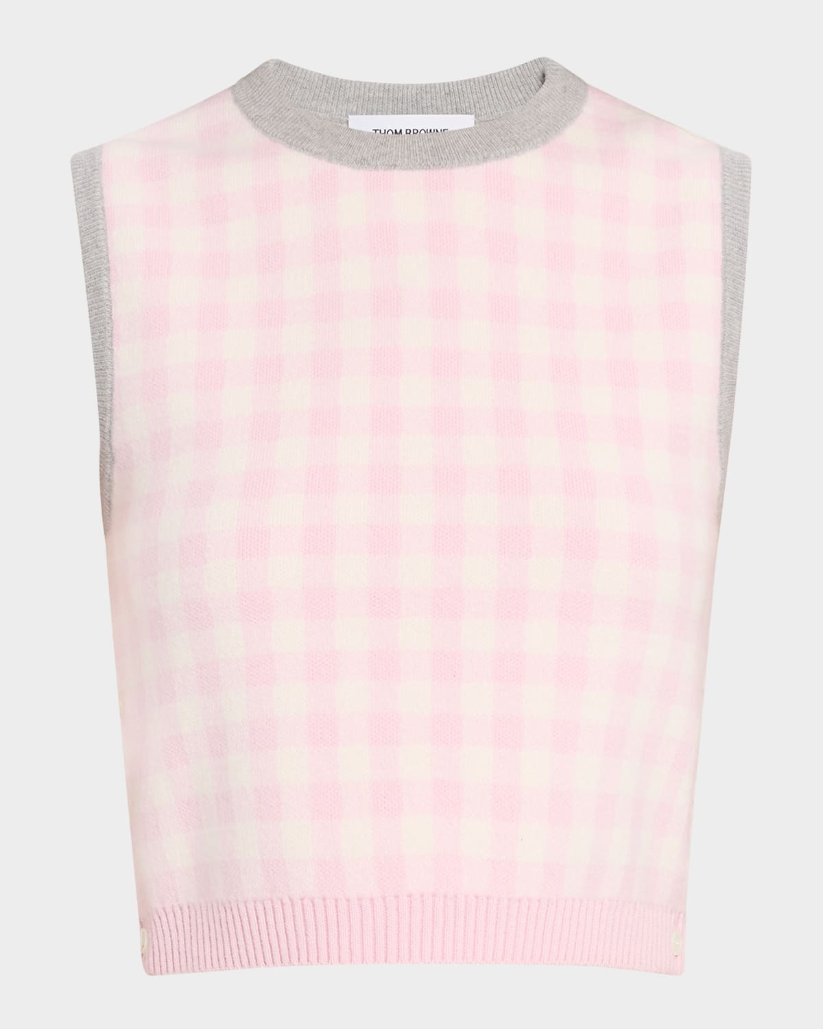 Thom Browne Fun Mix Gingham Check Jacquard Crop Tank Sweater