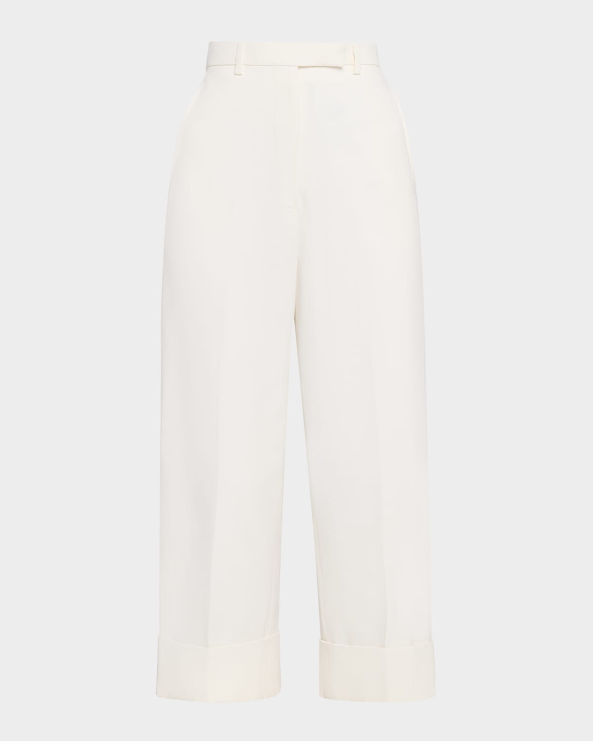 High-Rise Organic Cotton Canvas Straight-Leg Crop Trousers