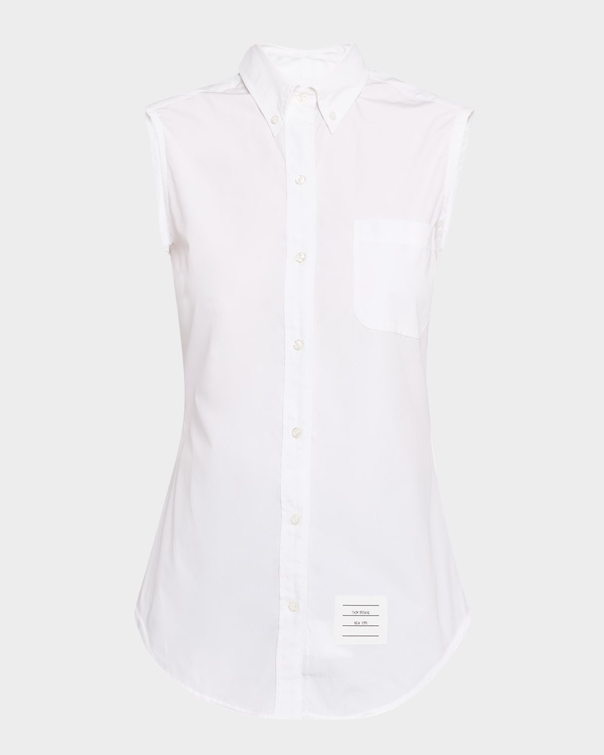 Thom Browne Classic Sleeveless Point Collar Shirt In White