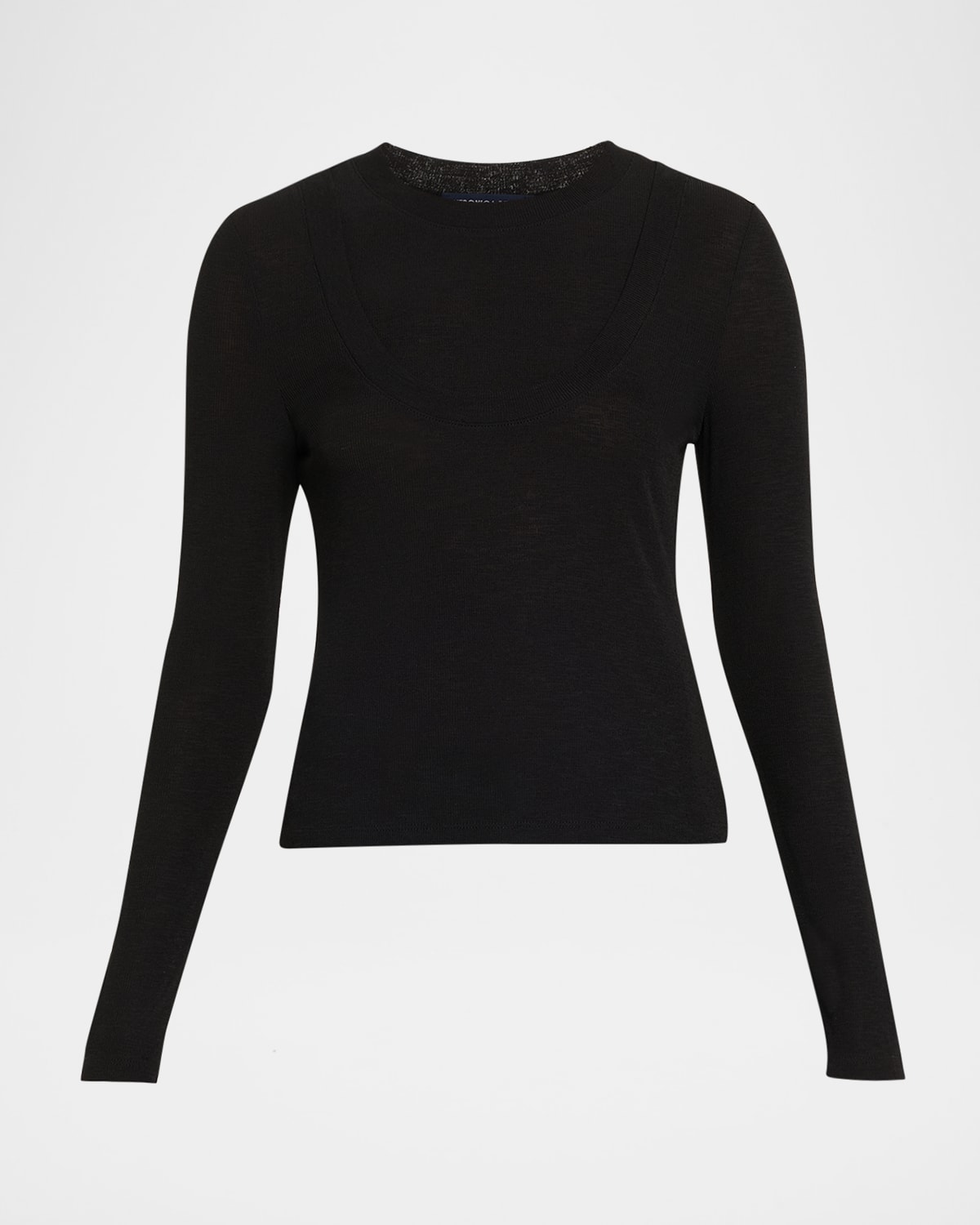 Veronica Beard Neita Layered Long-sleeve Knit Top In Black