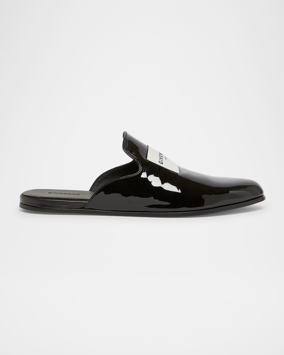 Logo Label Patent Leather Mules