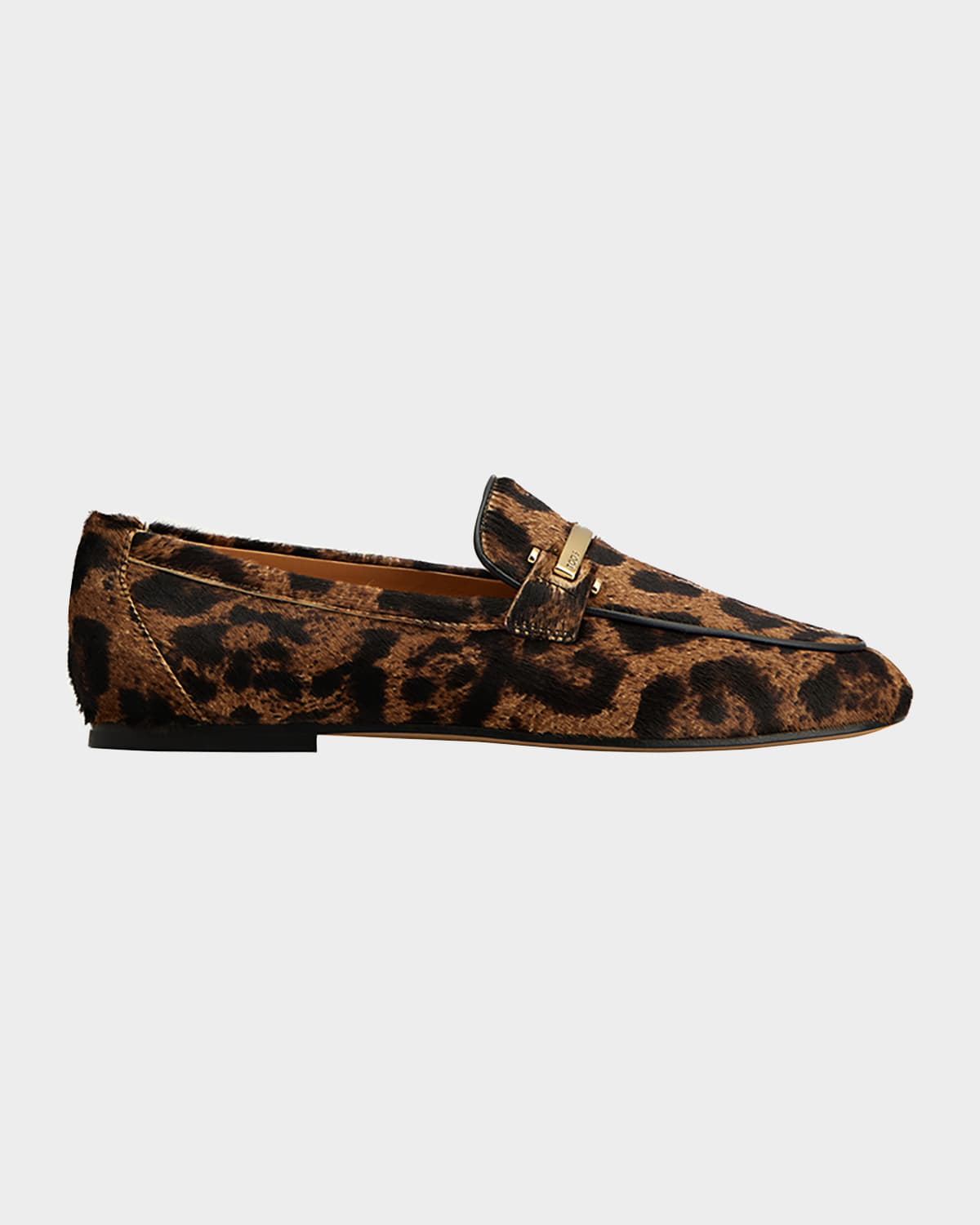 Tod's Brown Loafers With Logo Plaque On The Front And All-over Leopard Motif In Suede Woman In Brown