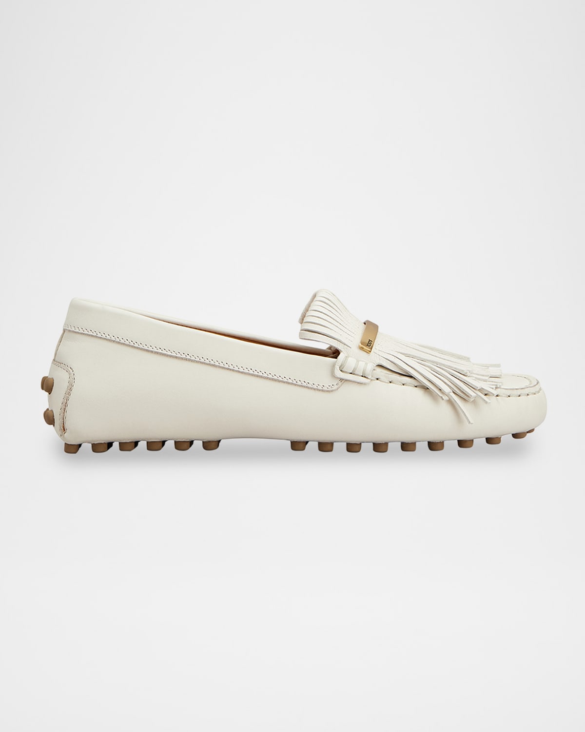 Tod's Gommino Nappa Fringe Driver Loafers In Neutral