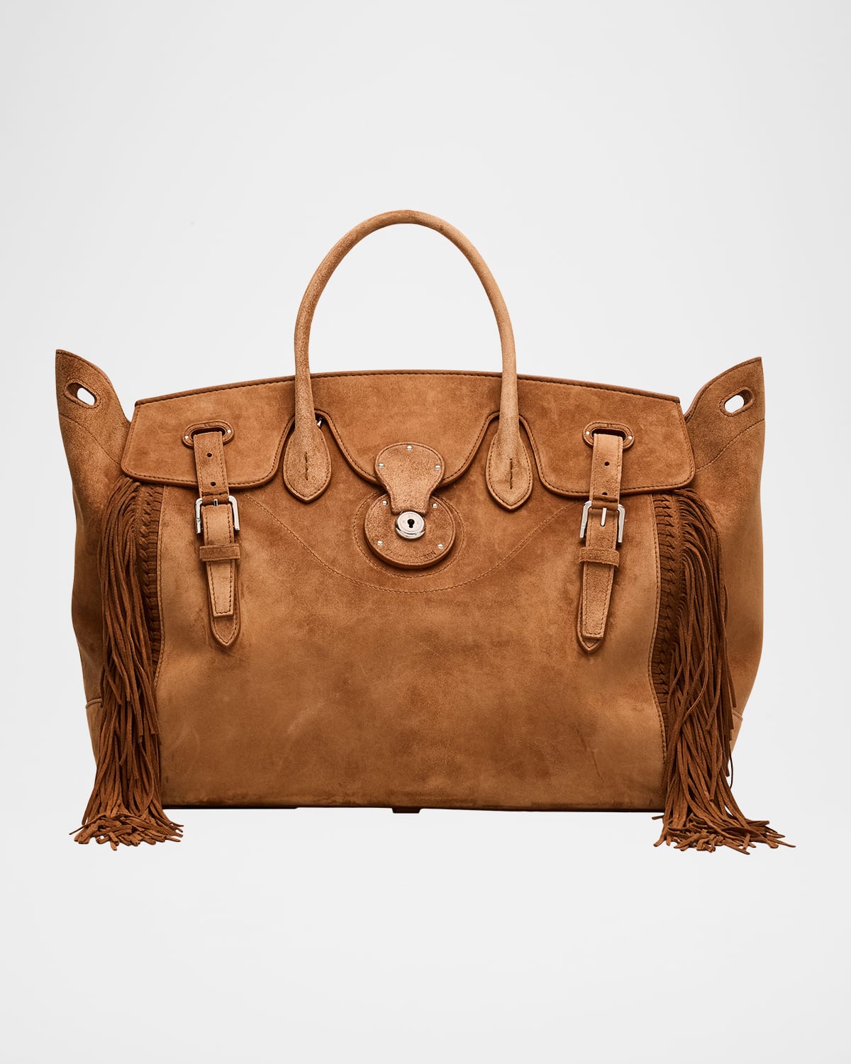Ralph Lauren Ricky 40 Soft Fringe-trim Suede Shoulder Bag
