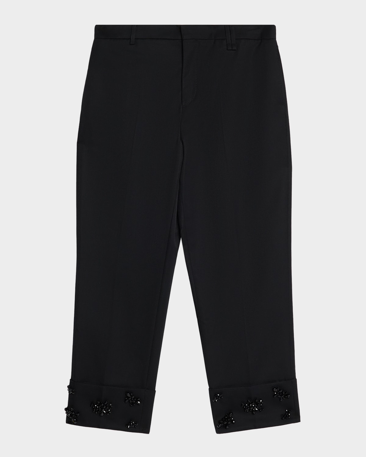 Simone Rocha Men's Straight-leg Trousers With Embellished Cuffs In Black