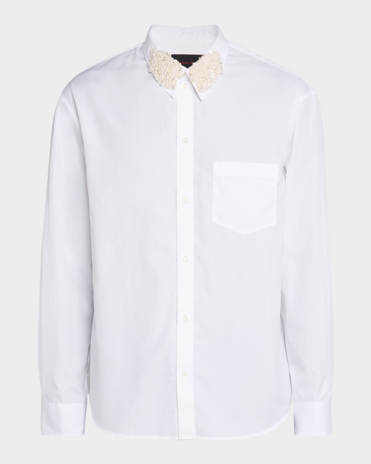 Men's Pearly-Collar Formal Cotton Button-Down Shirt