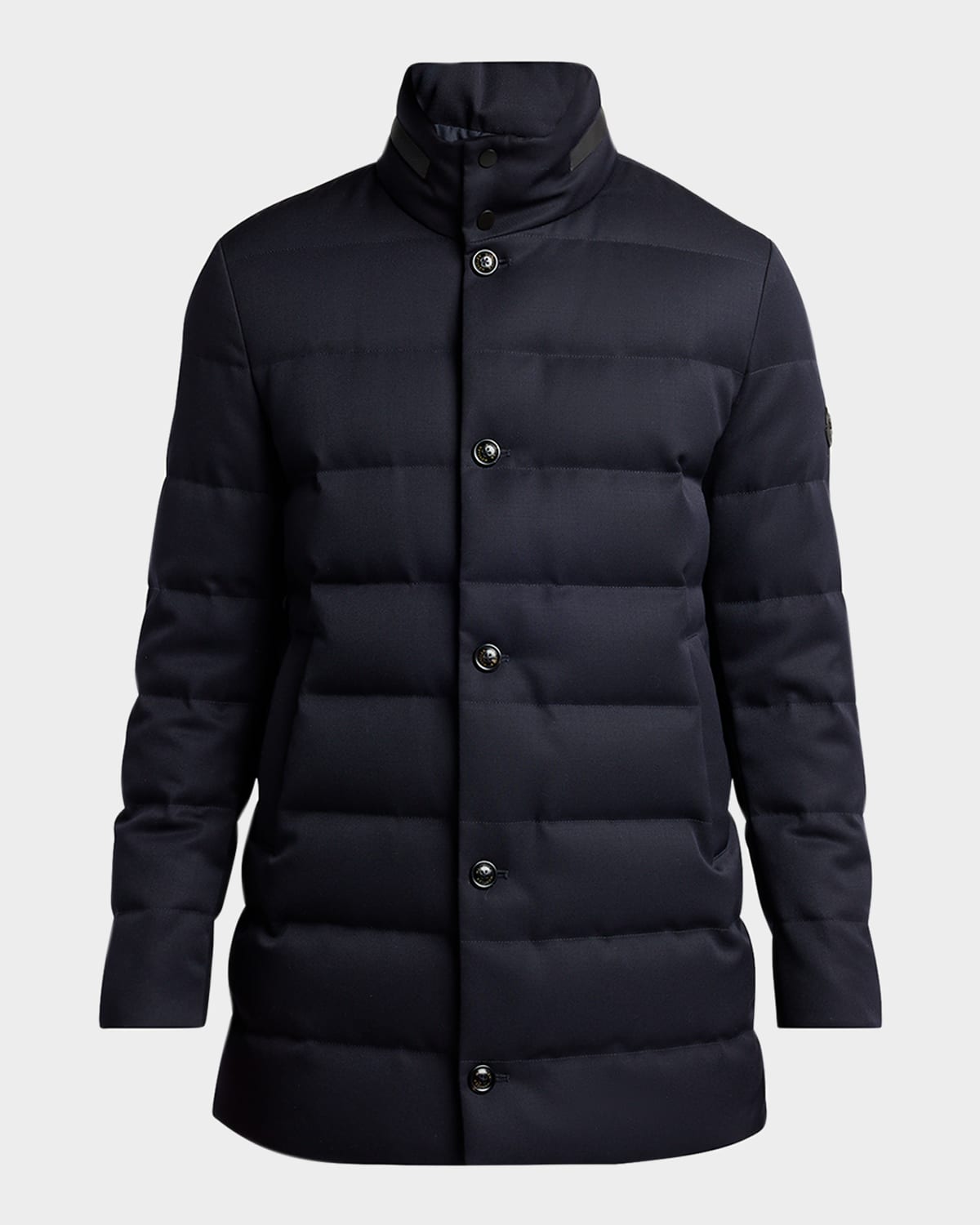 Moncler Men's Quilted Down Long Parka With Hood In Blue