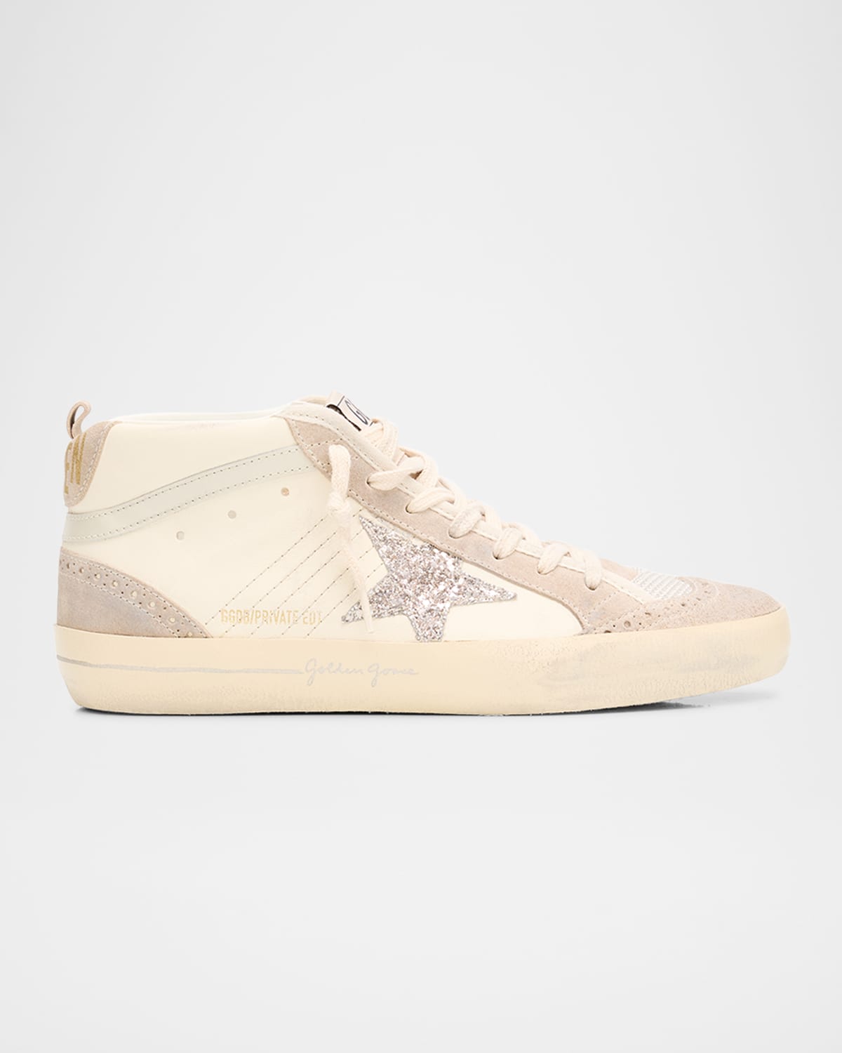 Golden Goose Midstar Mixed Leather Mid-top Sneakers In Multi