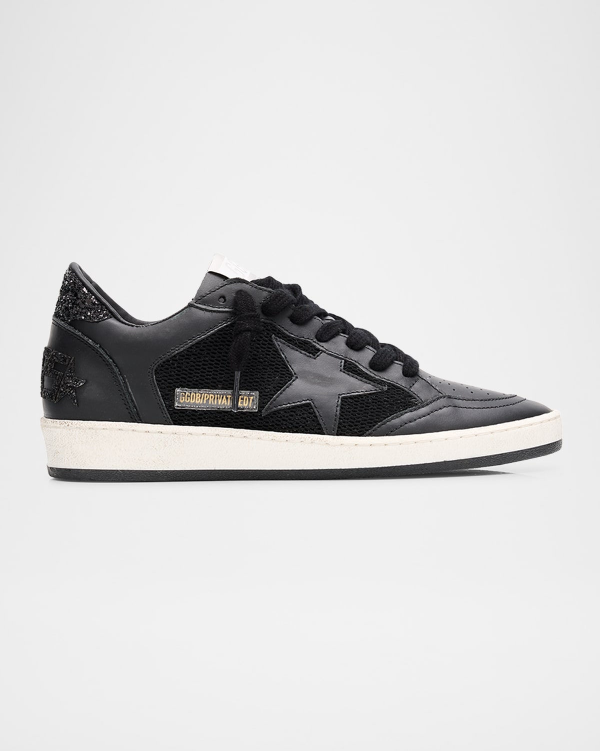 Golden Goose Ball Star Glitter Mesh Low-top Sneakers In Black
