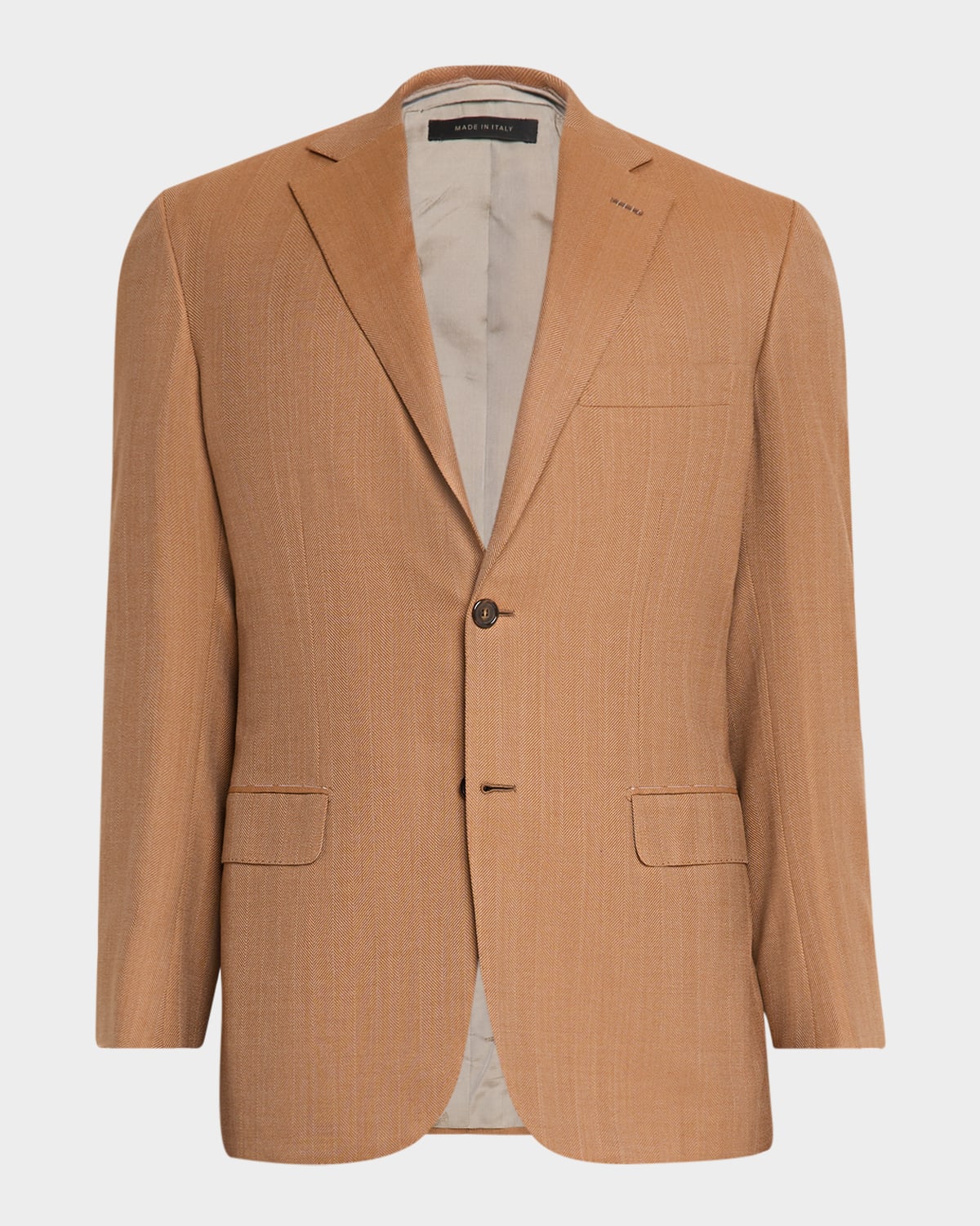 Brioni Men's Single-breasted Herringbone Blazer In Brown