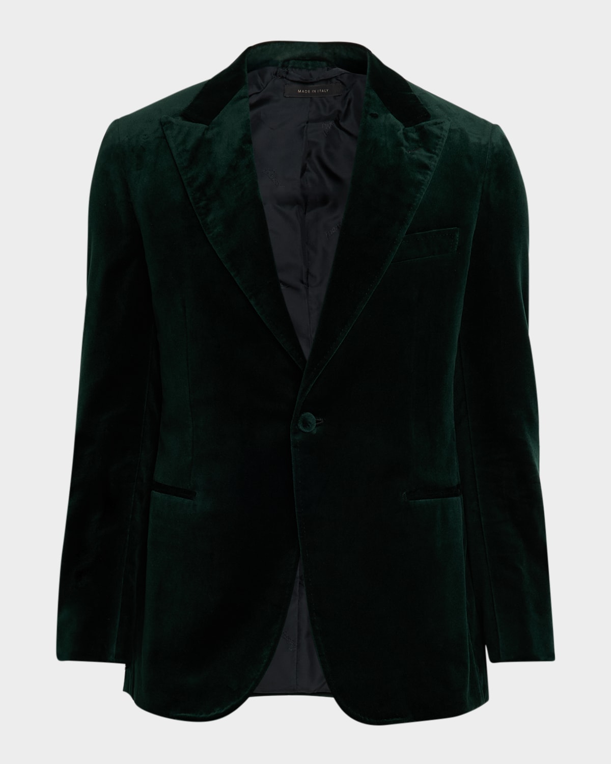 Brioni Men's Velvet Single-breasted Blazer In Green