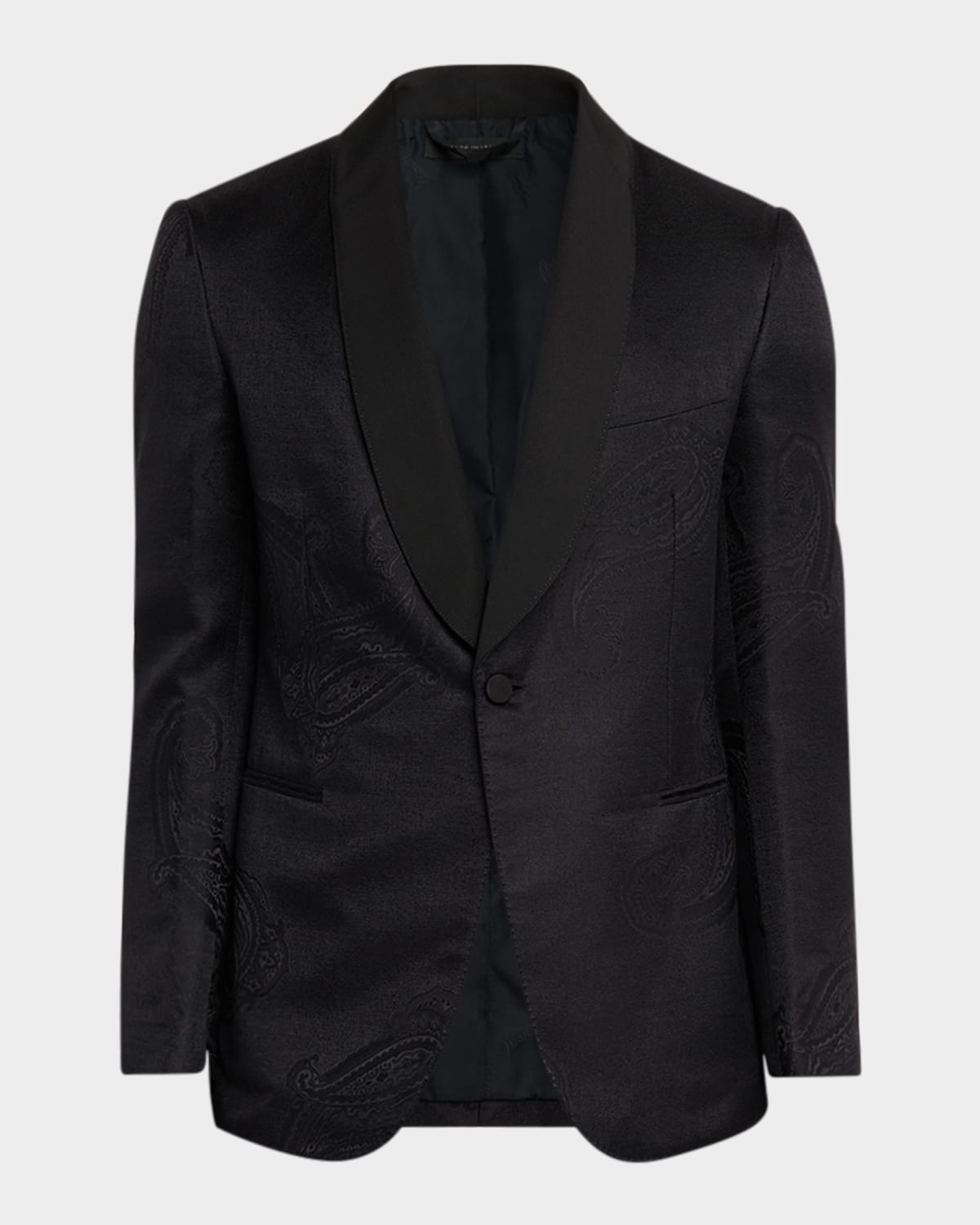 Brioni Men's Paisley Jacquard Single-breasted Blazer In Black