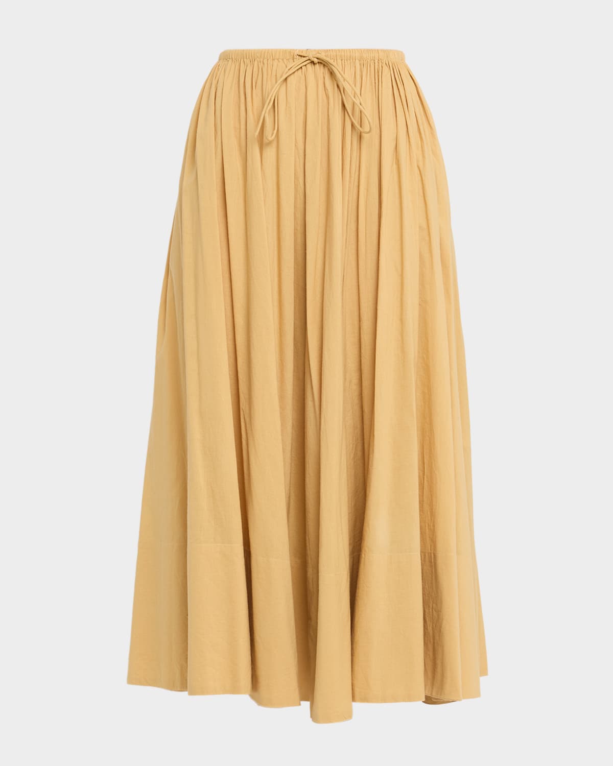 By Malene Birger Pheo Ruched A-line Organic Cotton Midi Skirt In Brown