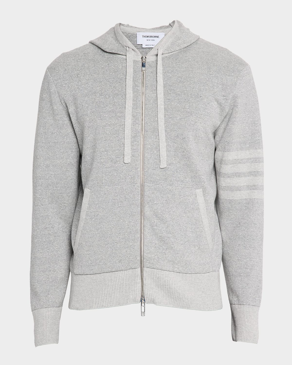 Thom Browne Men's Cotton 4-bar Stripe Sleeve Full-zip Hoodie