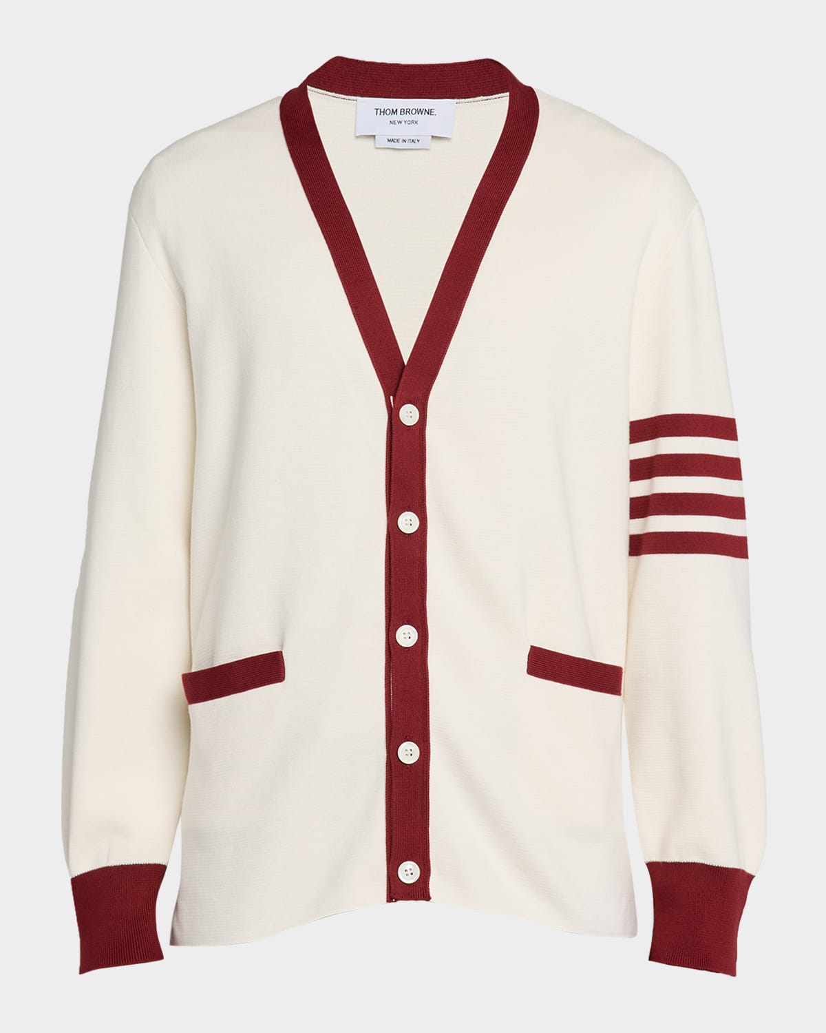 Men's Cotton 4-Bar Stripe Sleeve Cardigan