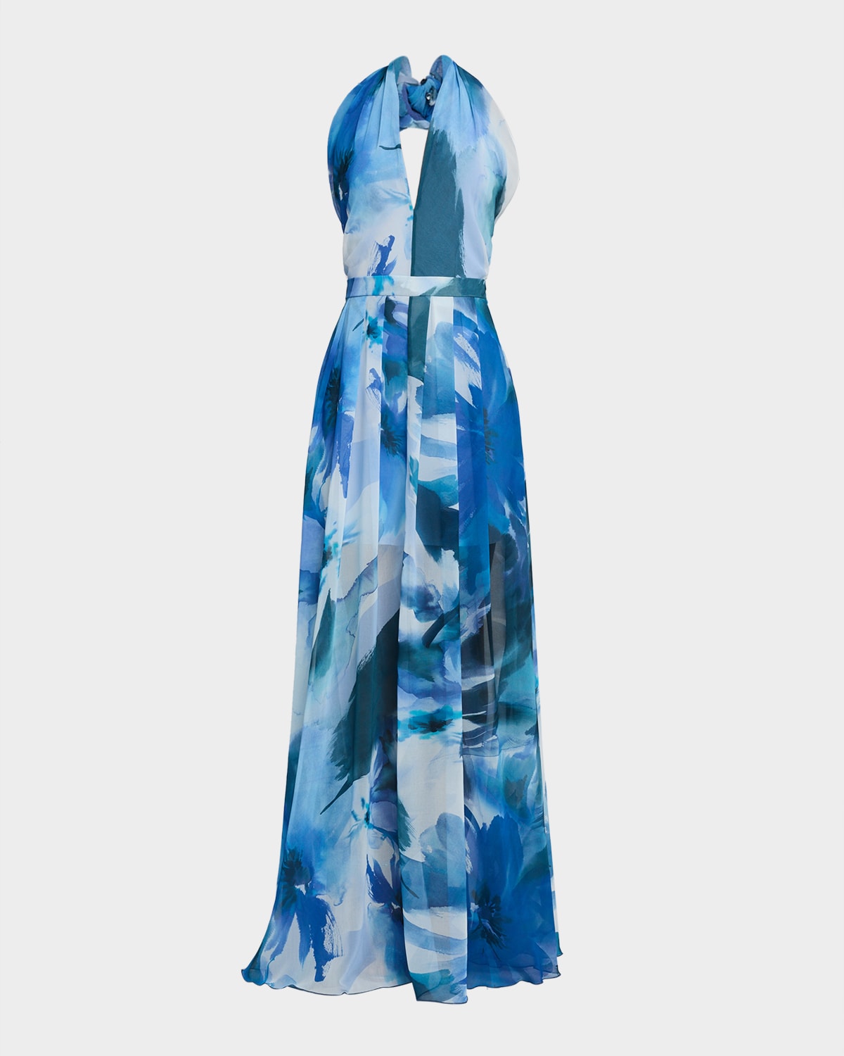 Chiara Boni La Petite Robe Floral Georgette Halter Gown