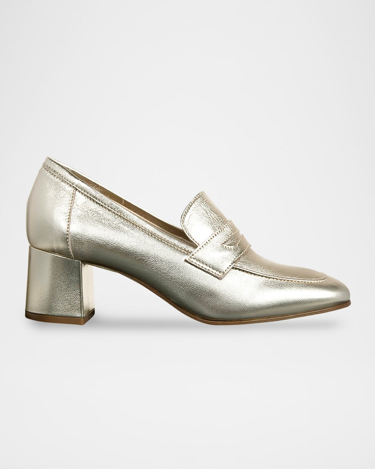 Sophique Essenziale Metallic Leather Block-heel Loafers In Gold