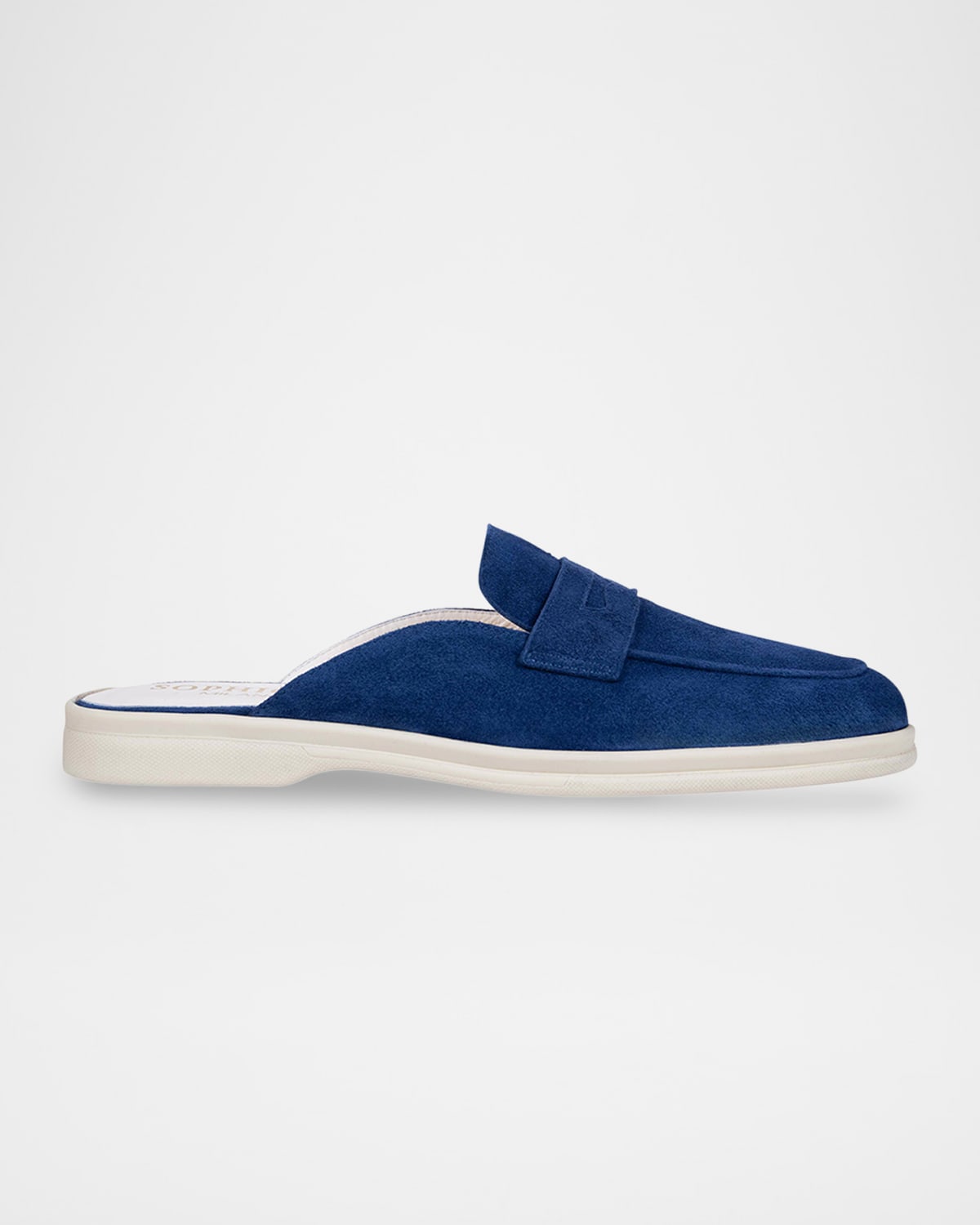 Sophique Riviera Suede Loafer Mules In Blue