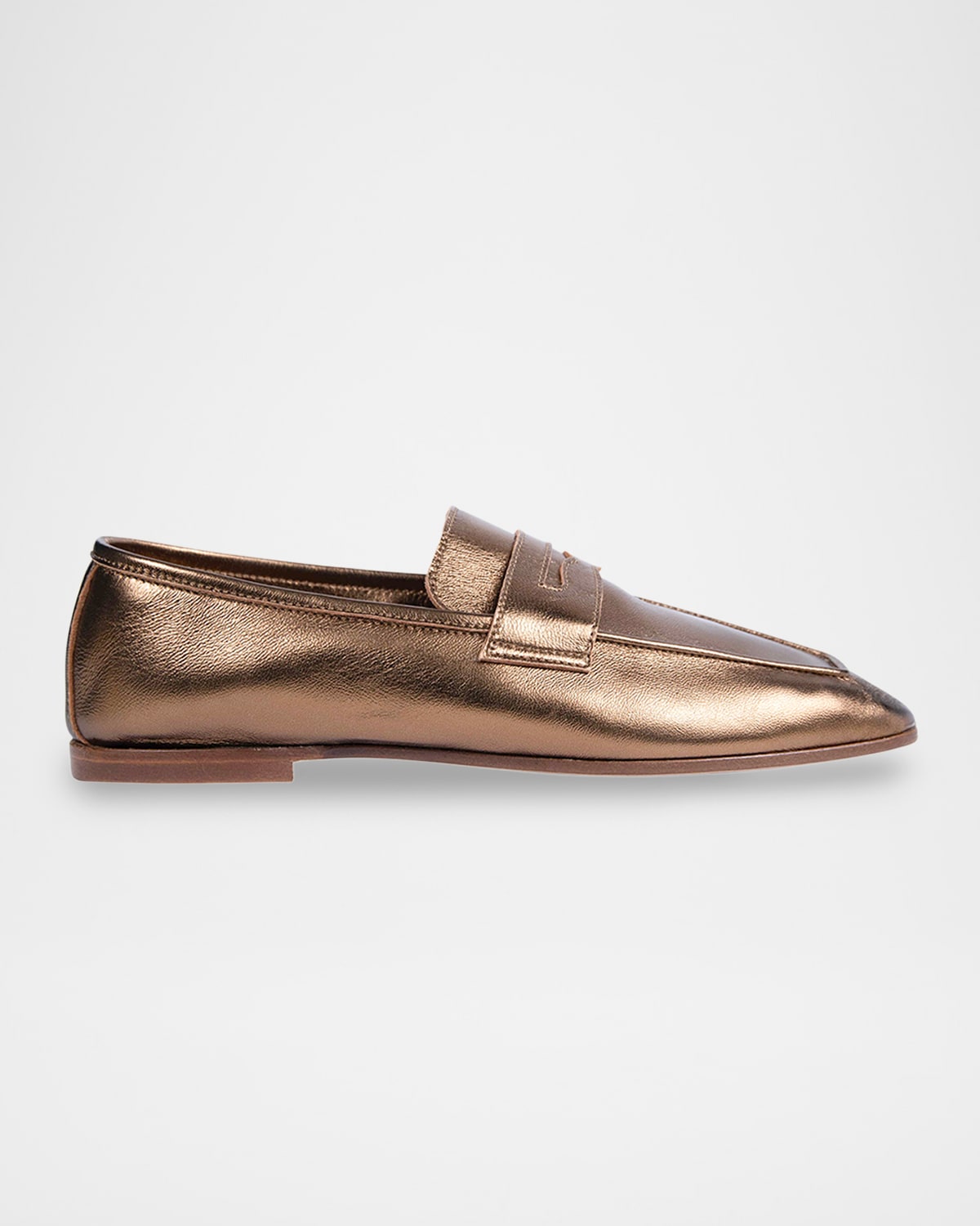 Sophique Essenziale Metallic Leather Loafers In Brown