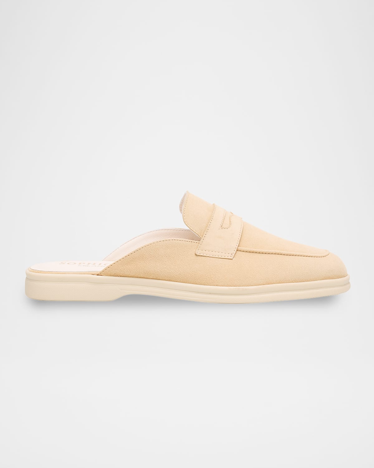Sophique Riviera Suede Loafer Mules In Sand