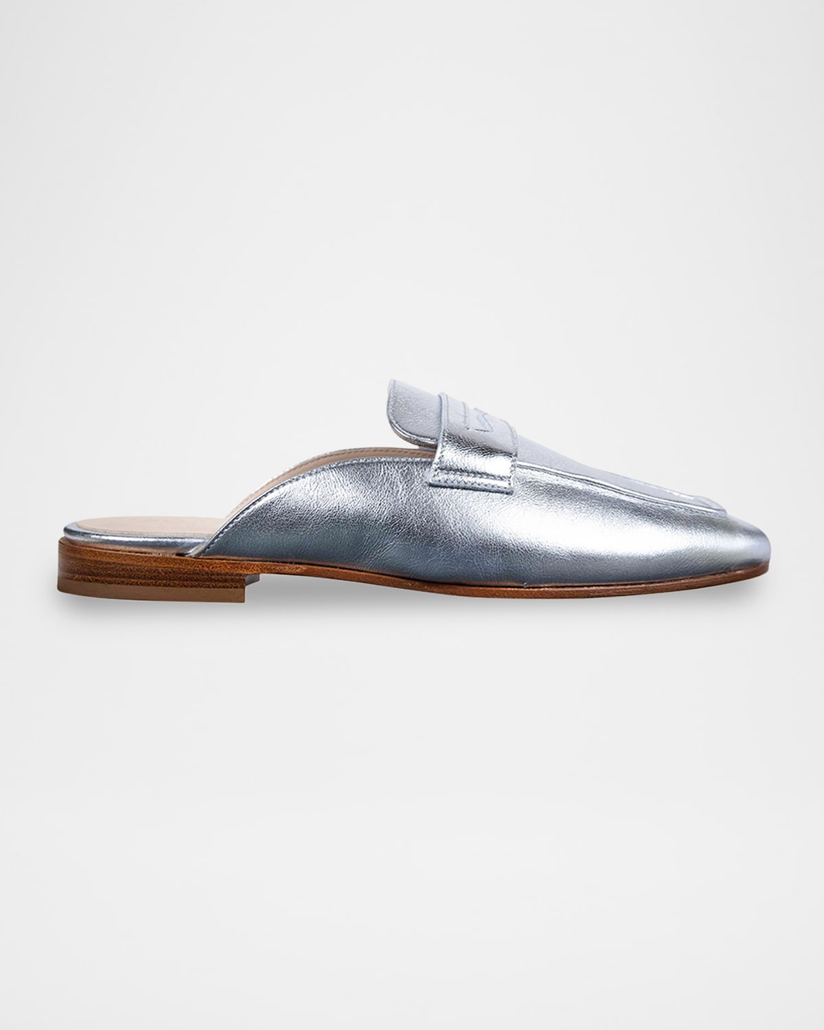 Sophique Riviera Metallic Leather Loafer Mules In Silver