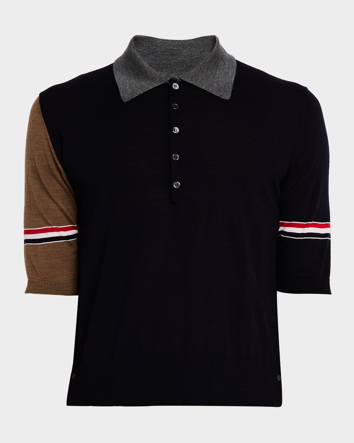 Thom Browne Men 's Fine Merino Wool Funmix Polo Shirt
