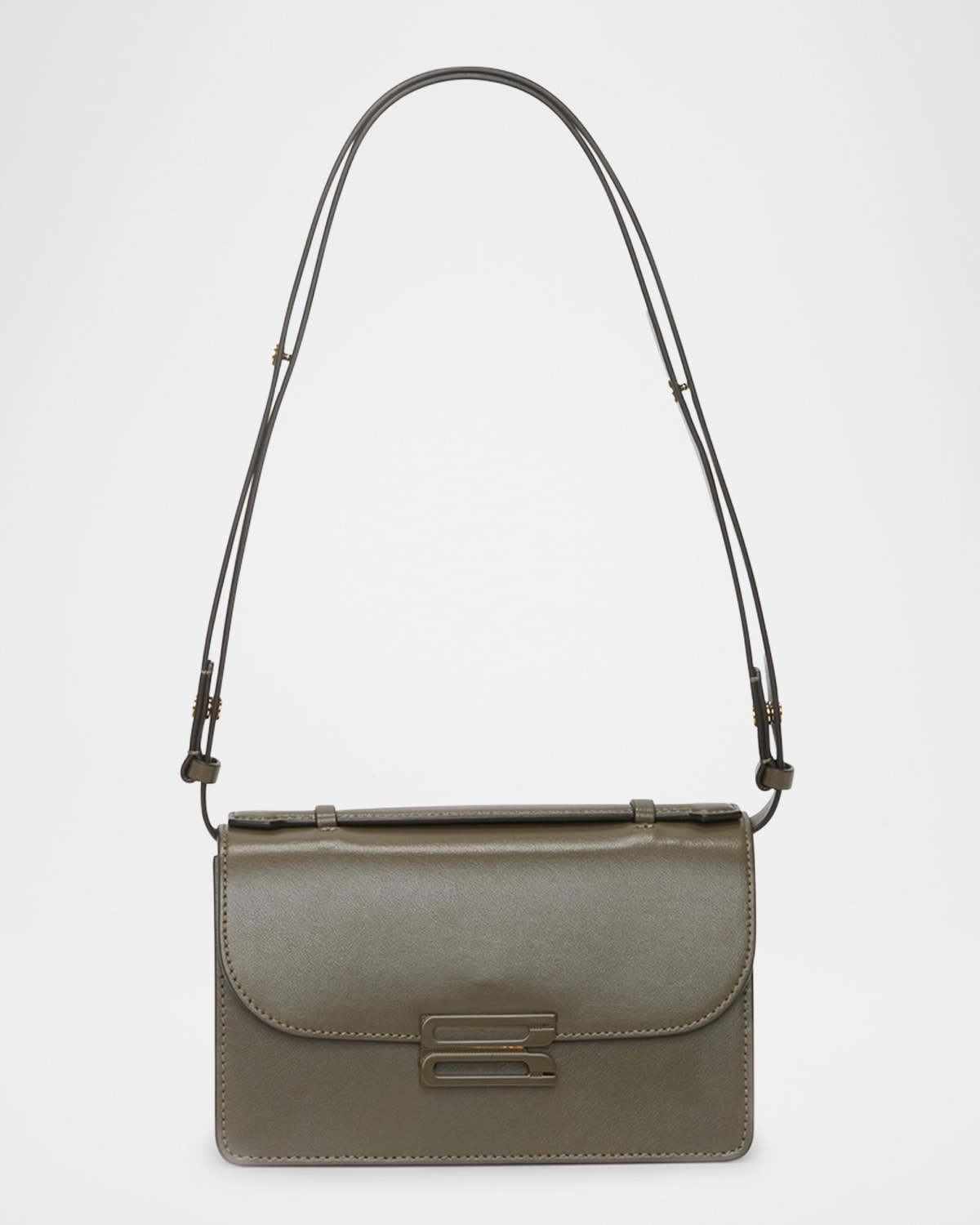 Victoria Beckham Mini Dorian Flap Leather Crossbody In Brown