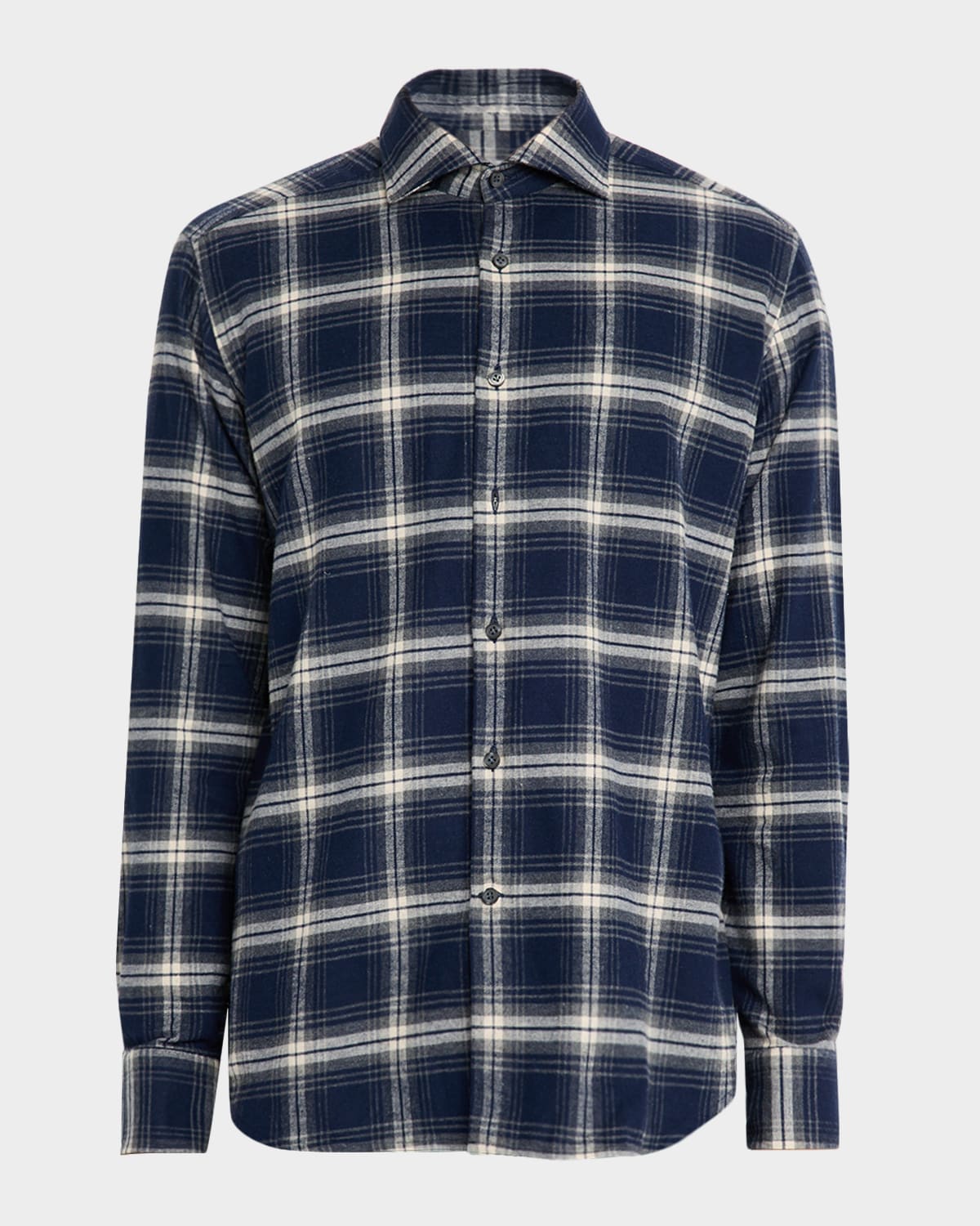 Neiman Marcus Men's Overplaid Flannel Classic Fit Button-down Shirt In Blue